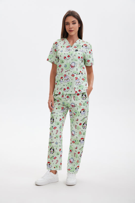 Merry Barkmas scrub set-Green