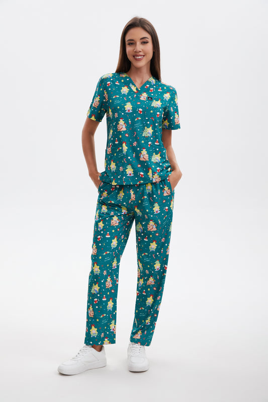 Starlight Christmas scrub set-Green