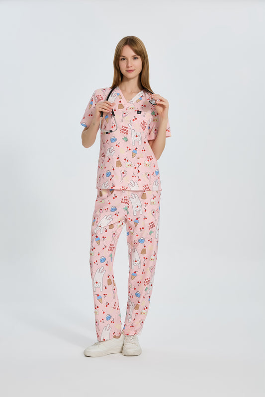 Cherry Meow Scrub Pant